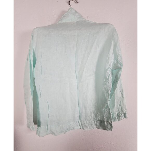 C&C California Womens Light Mint Green Linen Popover Tunic Top XS Long Sleeve - Picture 2 of 7